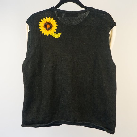 90s Maria Christian Ramie Check Print Sunflower Sweater - Picture 4 of 4